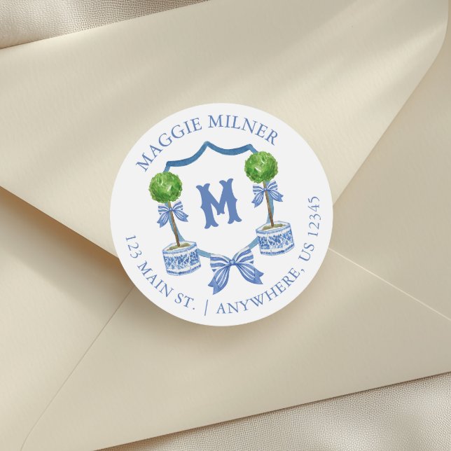 Adesivo Redondo Quartel d'água Chinoiserie Monograma Topiográfico  (Criador carregado)