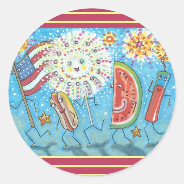 Adesivo Redondo QUARTO DE JULHO GANG & FIREWORKS STICKERS *Sheet (Frente)