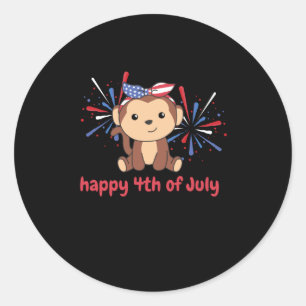 Adesivo Redondo Quarto De Julho, Macaco Americano Para Crianças, U
