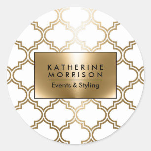 Adesivo Redondo Quatrefoil Geométrico ouro