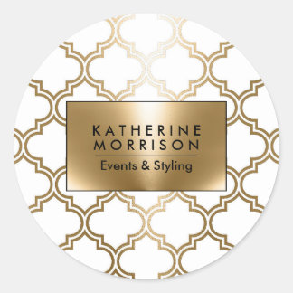 Adesivo Redondo Quatrefoil Geométrico ouro