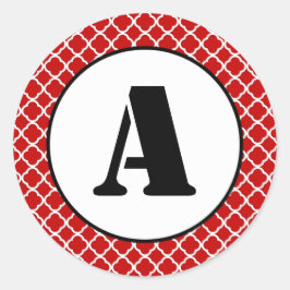 Adesivo Redondo Quatrefoil Vermelho - Vinheta Círculo