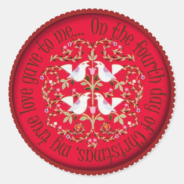 Adesivo Redondo Quatro aves chamadoras (Frente)