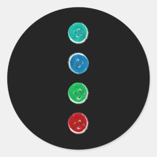 Adesivo Redondo Quatro Botões De Groovê Azul Diversão De Gato Hall