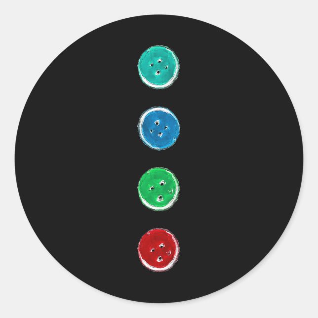 Adesivo Redondo Quatro Botões De Groovê Azul Diversão De Gato Hall (Frente)