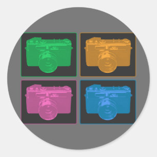 Adesivo Redondo Quatro câmeras do pop art