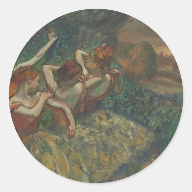 Adesivo Redondo Quatro Dançarinos de Edgar Degas, Arte Fino de Bal (Frente)