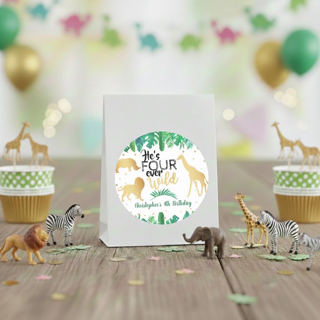 Adesivo Redondo Quatro meninos selvagens 4º aniversário (Criador carregado)