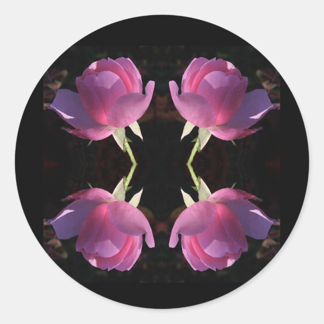 Adesivo Redondo Quatro Rosas Rosa (Frente)