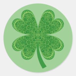 Adesivo Redondo Quatro Ruas de Folha de Folha e Sorte. Dia de Patr