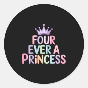 Adesivo Redondo Quatro uma princesa 4º aniversário meninas 4 anos