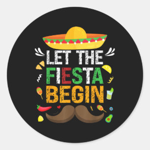 Adesivo Redondo Que A Fiesta Comece No Partido Mexicano Cinco De E