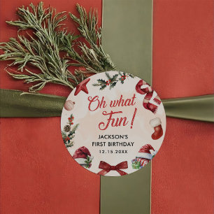 Adesivo Redondo Que bela Festa de aniversário de Natal