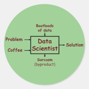 Adesivo Redondo Que cientista dos dados faz o dia inteiro