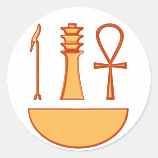 Adesivo Redondo Que Djed Anch símbolo tríade (Frente)