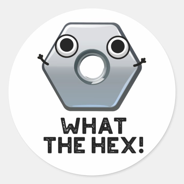 Adesivo Redondo Que Forma Hexágono Engraçado Hex Pun (Frente)