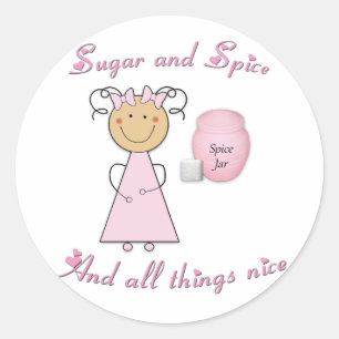 Adesivo Redondo Que meninas são feitos -- Açúcar e especiaria