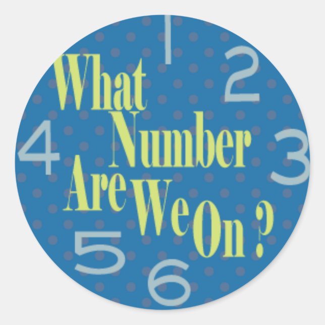 Adesivo Redondo que número estamos em azul com números (Frente)