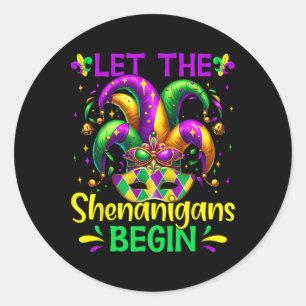 Adesivo Redondo Que Os Shenanigans Comecem A Mardi Gras