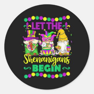 Adesivo Redondo Que Os Shenanigans Comecem Gnomos Mardi Gras Kids