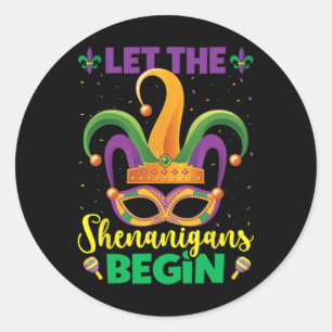 Adesivo Redondo Que Os Shenanigans Comecem Mardi Gras Feliz Mardi