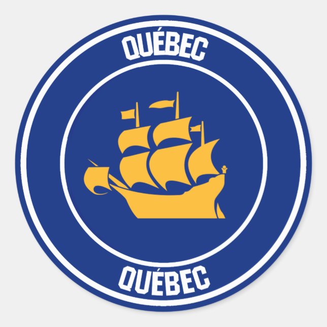 Adesivo Redondo Quebec City Round Emblem (Frente)
