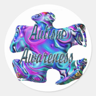 Adesivo Redondo Quebra-cabeça 3D Autismo