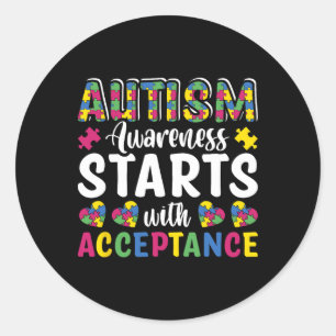 Adesivo Redondo Quebra-cabeça Autismo Accept Entender Dis de Amor