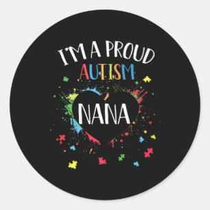 Adesivo Redondo Quebra-cabeça Coração Im Um Autismo Orgulhoso Nana