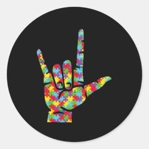 Adesivo Redondo Quebra-cabeça da Consciência do Autismo da Linguag