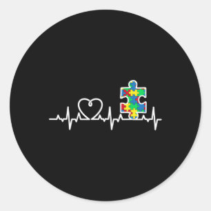 Adesivo Redondo Quebra-cabeça de Coração Piece Heartbeat Legal Aut