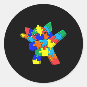 Adesivo Redondo Quebra-cabeça de Elefante Batido Peças Autism Dab