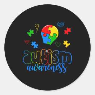 Adesivo Redondo Quebra-cabeça de Luz de Consciência Autismo