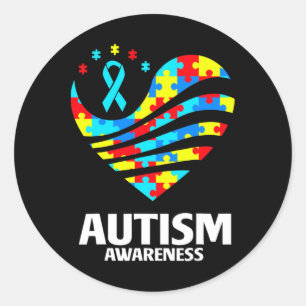 Adesivo Redondo Quebra-cabeça de Sensibilização do Autismo Mundial