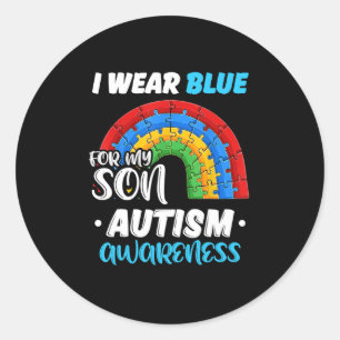 Adesivo Redondo quebra-cabeça do arco-íris Autismo Eu Visto Azul P