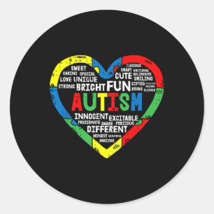 Adesivo Redondo Quebra-cabeça do Coração Autismo Sensibilização Br