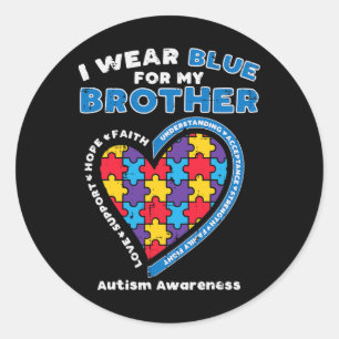 Adesivo Redondo Quebra-cabeça I Visto Azul Para Minha Consciência 