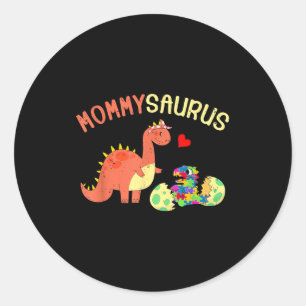Adesivo Redondo quebra-cabeça Mommysaurus dinossauro dino conscien