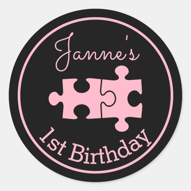 Adesivo Redondo Quebra-cabeça Negras Rosa Muito Doce (Frente)