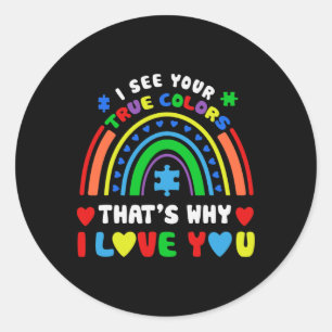 Adesivo Redondo Quebra-cabeça Rainbow Em Abril Vestimos Autismo Az
