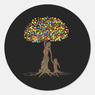 Adesivo Redondo Quebra-cabeça Tree Ama Mãe E Autismo Filha Autista