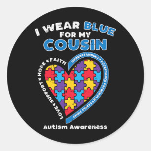 Adesivo Redondo Quebra-cabeça Vestir Azul Para Meu Primo Autismo S