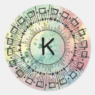 Adesivo Redondo Quebra de Estrelas das Linhas dos Círculos Desenra