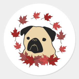 Adesivo Redondo Quebra de Pug com Pão Pêssegado