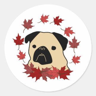 Adesivo Redondo Quebra de Pug com Pão Pêssegado