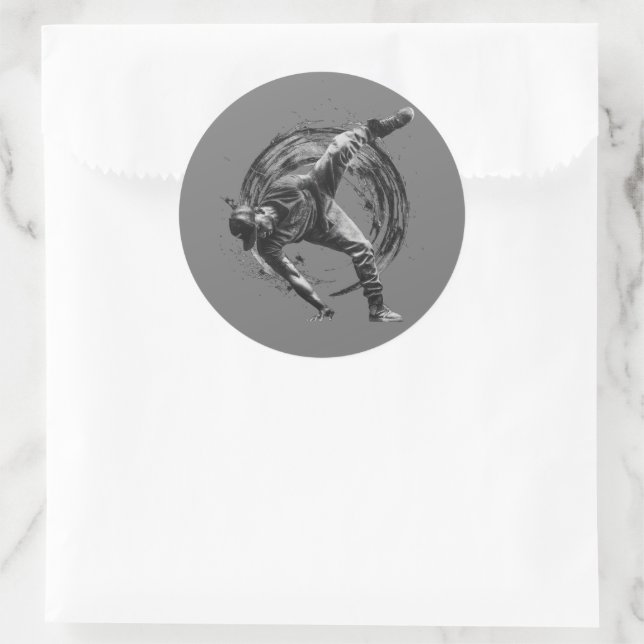 Adesivo Redondo Quebrar Estilo Urbano Movimento Monocromático (Bolsa)