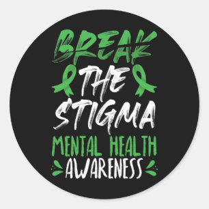 Adesivo Redondo Quebre A Consciência Mental Verde Do Estigma