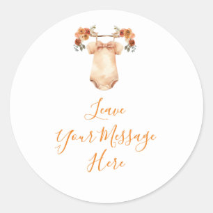 Adesivo Redondo Queda As Roupas Florais De Bebê De Abóbora Ama Sua