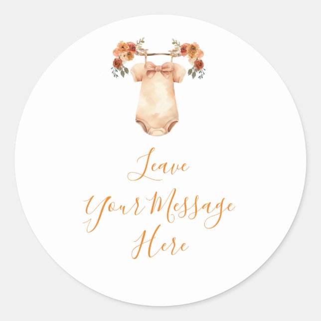 Adesivo Redondo Queda As Roupas Florais De Bebê De Abóbora Ama Sua (Frente)