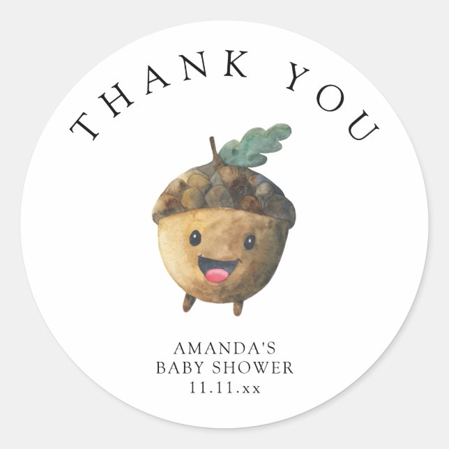 Adesivo Redondo Queda de bolota fofa - obrigado você (Frente)